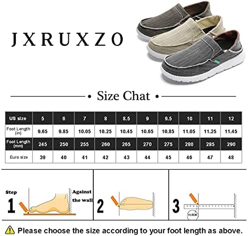 Jxruxzo машки лизгање на чевли за крпа, плантарна фасцитис платна чевли со лакова за поддршка, папучи за удобност меки чевли со брод на отворено