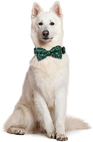 Јака за кучиња на Денот на Свети Паатрик со отстранлив симпатичен лак, прилагодливи јаки за домашни миленици, големи