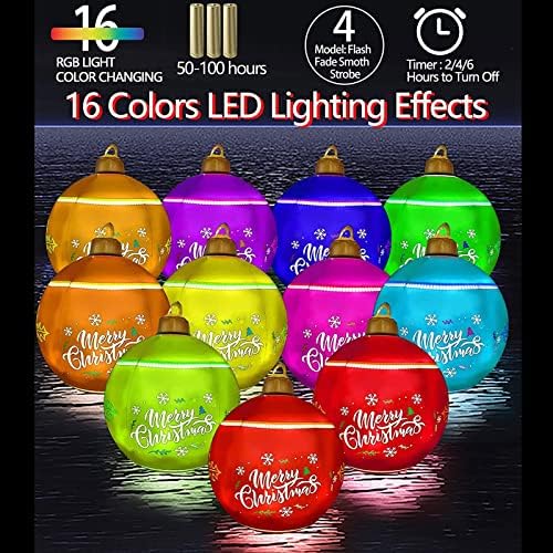 Божиќни украси на Тодозо 24 инчи Божиќна топка за надувување на балони вградени во далечински управувач на батерија RGB боја Божиќни сијалички