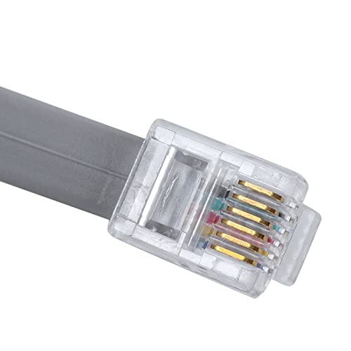 Hiscus сиви пластични тестенини 6p6c rj11 m/m рамен телефонски кабел за кабел 5m 16ft