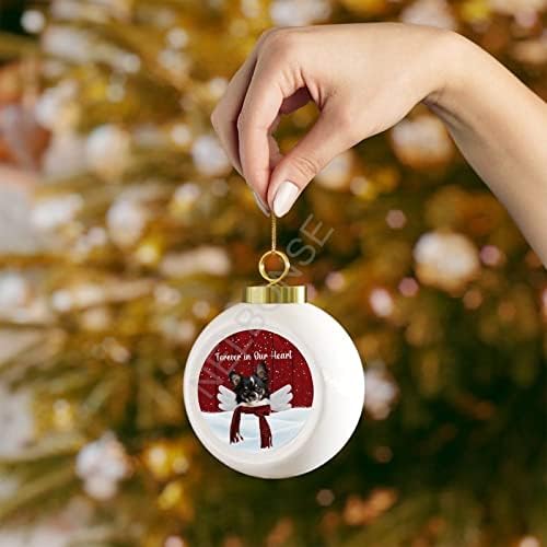 Божиќни украси Божиќно кучиња бик териер засекогаш во нашето срце керамички топка украс висечки украси на дрвјата подарок за Денот на мајката