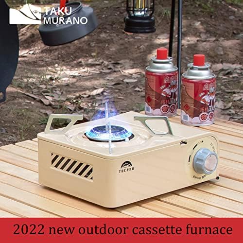 Преносен шпорет на бутански шпорет Airoka 2500W, пожар прилагодлив касета за кампување пикник -шпорет, со Piezo Electric Lgnition, погоден за кампување,