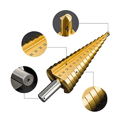 1 парчиња HSS титаниум обложена чекори за дупчење на бит за дупчење Алатки за метални дрвени дупки за дупчење за дупчење, 4-20