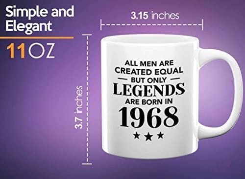 Флејрија земја роденденска кафе кригла 11oz бела - само нозе и родени во 1968 година б - подароци за мажи роденден, стари 55 години 1968