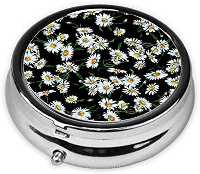 Beauty Daisy Round Pill Box, мини преносна кутија за пилули, погодна за дома, канцеларија и патување