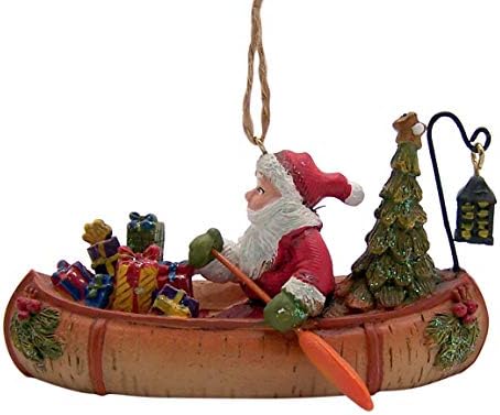 Дедо Мраз во божиќен украс од бреза кану, 4 инчи