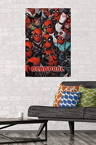 Trends International Marvel Comics-Deadpool-Faces Wallидни постер, 22.375 во X 34 In, Необратена верзија