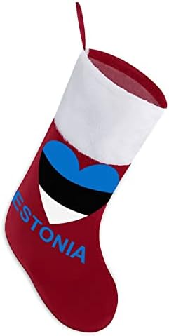 Loveубовта Естонија црвени Божиќни празници за одмор дома украси за Божиќно дрво Камино виси чорапи