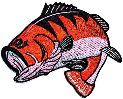 Парита црвен бас риба рибарски рибар печ везена значка железо на шиење на амблем лепенка цртани налепници занает декоративна облека за поправка
