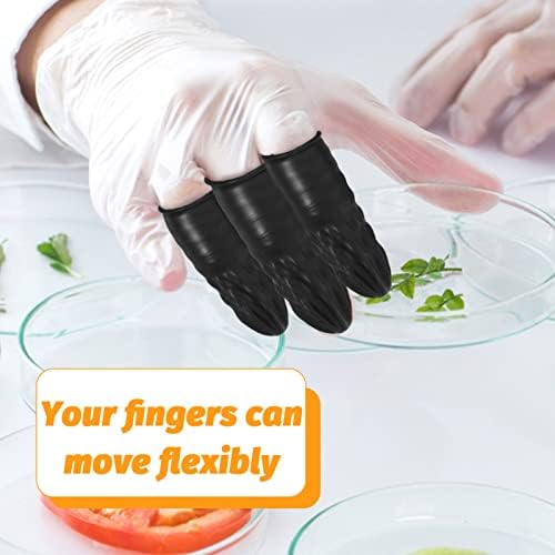 Beavorty црни латекс нараквици 200 парчиња прсти со прсти против статички гумени прсти прсти на прсти прсти на прсти за прсти за прсти