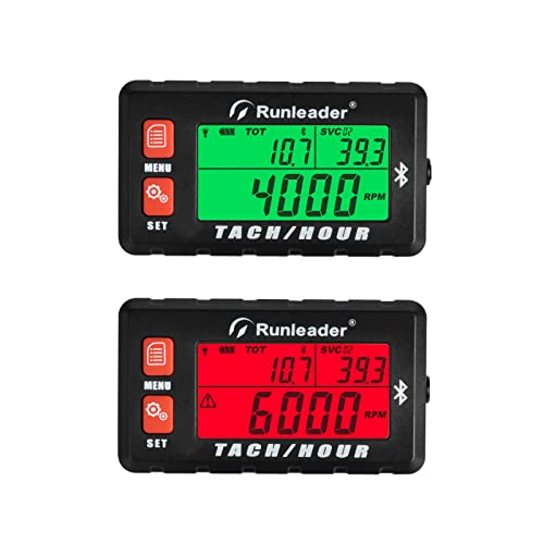 Runleader Дигитален Bluetooth Tach/час мерач, далечински управувани работни часови тахометар, потсетник за одржување, напојување