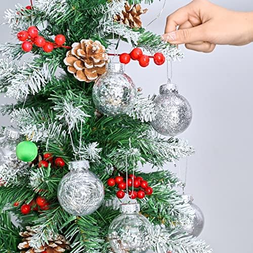 30 компјутери Божиќни украси за топка - 2,4 инчи распрскувани чисти пластични бомби топка измет поставени со полнети пенливи украси за елка