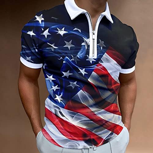 Американско знаме полови кошули за мажи патриотски 4 -ти јули маички 2023 летни обични гроздобер кратки ракави врвови