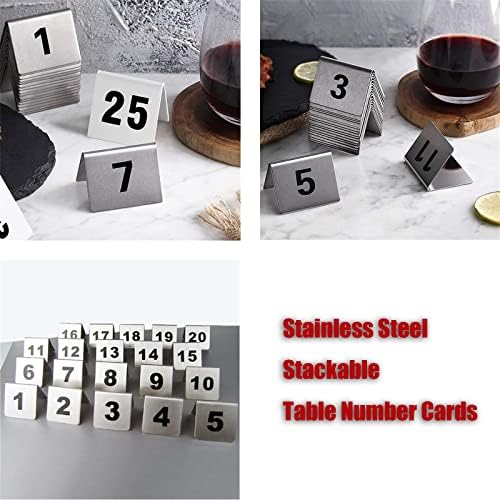 V3vogue броеви на шатори за табели од не'рѓосувачки челик за свадби - Метал 1-50/100 картички со број на ресторани - двострани