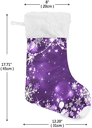 Алаза Божиќни чорапи Виолетова сјајни снегулки Класични персонализирани големи декорации за порибување за семејни празнични сезони за