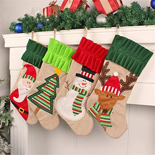 Бонбони подароци чорапи персонализирани камин порибни кадифени Божиќни украси и додаток за забава за деца семејни празнични сезони декор