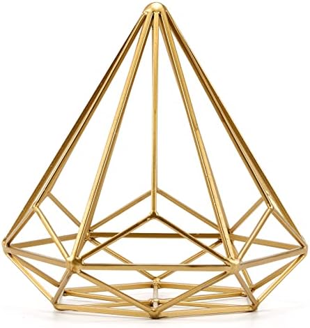 HLQMFHT 8 инчи-светло злато железо сфера-дијамантска форма, геометриска скулптура Декоративна сфера, украси за таблети за дневна соба, студија