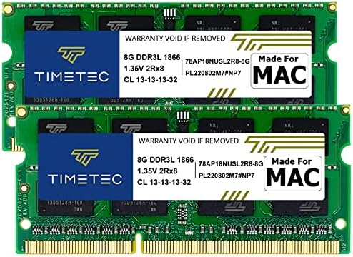 TimeTec 16 GB комплет компатибилен за Apple Conter 2015 IMAC DDR3L 1867MHz / 1866MHz PC3L-14900 2RX8 CL13 1.35V 204 PIN SODIMM меморија модул