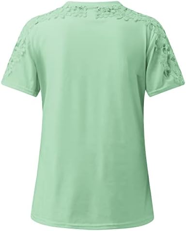 Womenените симпатична чипка блуза Топ модна цветна маица со кратки ракави чипка шуплива маичка со маичка Обична работа лабава кошули