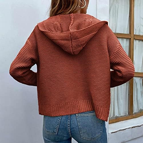 Rmxei женски моден случај во 2023 година плетена цврста боја на кардиган џемпер од картониган