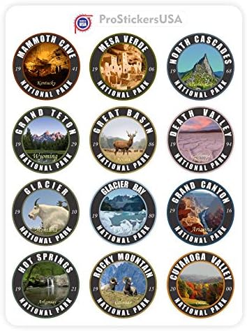 Колекција1.5 x 1,5 Налепници Поставете 63 Национални паркови во САД Комплетна колекција тркалезни налепници бои винил налепници мапа на