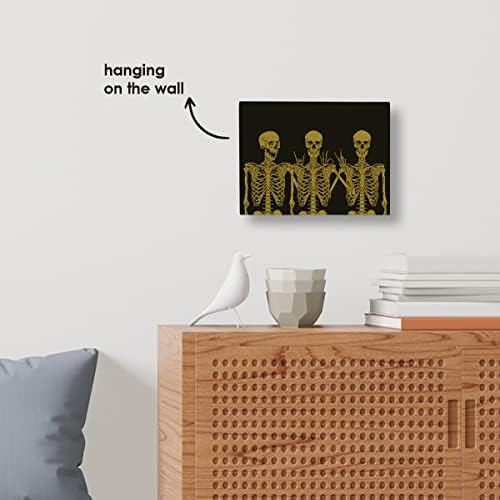 Ретро череп кутија знак дрвен скелет дрвен блок знак плакета за домашна спална соба artидна полица за декорирање декор, 6 x 8 инчи