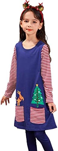 Девојче за девојче Хилеланг Девојче со долги ракави Зимски Божиќни облеки памук случајна игра за основни фустани за облека за туники