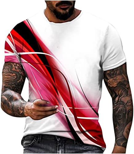 Плус големина 3Д кошули за печатење за мажи графички дигитални врвови 2023 лето лето-лесен блуза краток ракав екипаж на вратот