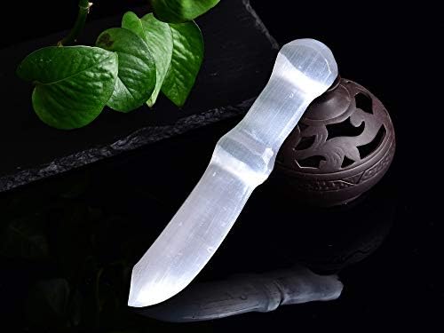 Амојстон Селенит Камен нож во форма на лековити камења 7 Чакра кристал за јога, медитација, декорација на домашни канцеларии