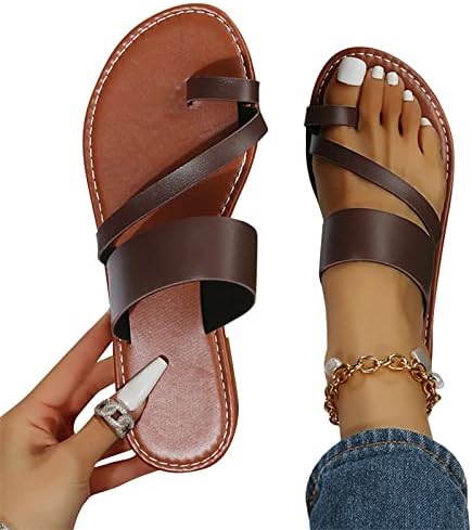 Сандали за жени облечени лето, женска сандала на клип пети од пети сангали рамна платформа за обични плажа сандали влечки
