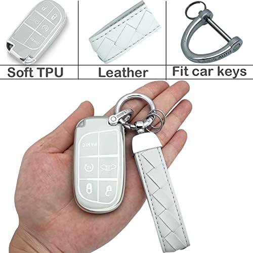 Yonmcfn за cockип клуч за клучеви со кожен клуч за клучеви, мека TPU 5 копчиња клуч за клучеви, вклопување во 2014-2023 година Гранд