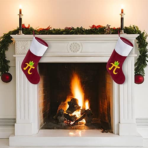 Смешна пи-јазол Пи ден Божиќно порибување Божиќно дрво камин виси чорапи со кратка кадифен манжетна декорација за домашна забава