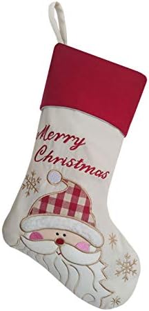 Mnszlkf 18 Персонализирани постелнина Божиќни чорапи Обично име извезено сет од 3, Дедо Мраз, Снежен човек ， Пингвин Дизајни за семеен декор