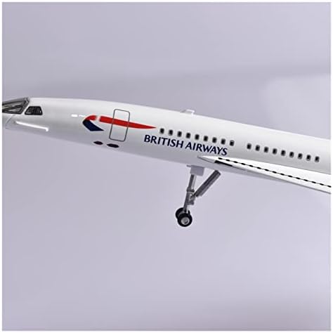 Модели на авиони 50 см смола умираат фрлени за модел на авиони Конкорд со светла и тркала Минијатурен модел Колекционерски графички приказ