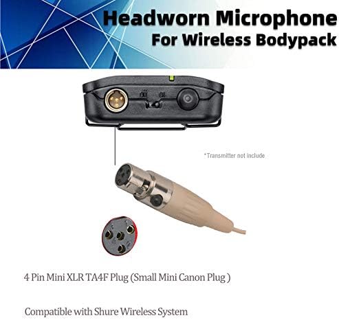 Слушалките за микрофон Sujeetec Дискретен засилувач на главата над увото виси микрофон компатибилен со безжичен систем за безжичен