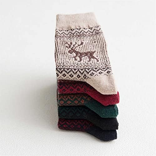 Весниба 5 пара чорапи женски есен и зима задебелена средно барел гроздобер чорапи за ветерни бранови чорапи чорапи