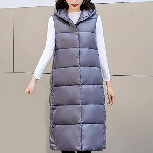 Зимски памучен памук FMCHICO WINTER POSTDED долги елек палто ватирана јакна од надворешна облека