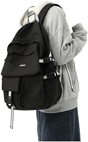 Лесен ранец за мажи жени, класичен основен ранец за патувања во колеџ, водоотпорна дневна торба обичен ранец црно