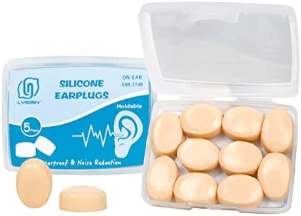 Силиконски ушни уши водоотпорни водоотпорни, 27dB SNR, 5 пара, ушни приклучоци за спиење, туширање, работа и проучување од Лисијан…