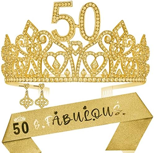 50-Ти Роденден Подарок За Жени, 50-ти Роденден Дијадема И Појас, 50 &засилувач; Прекрасен Појас, 50-Ти Роденден Круна За Жени,