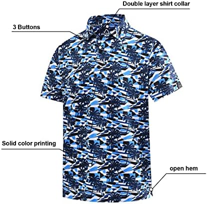 Деолакс машки голф кошули мода хавајски перформанси влага со суво вклопување маички маички краток ракав