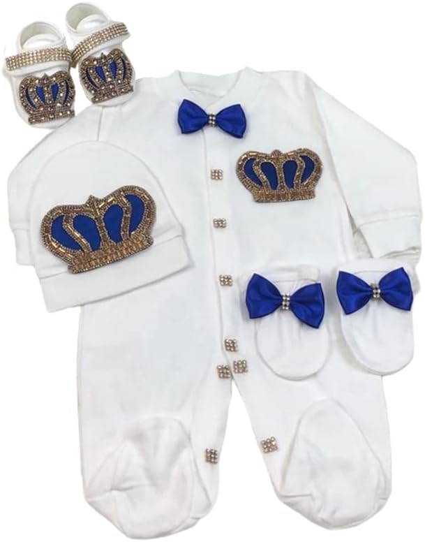 Однеси ме дома 4 парчиња постави новородени капачиња белезници за новороденчиња облека облека ангелско крило круна накит девојче