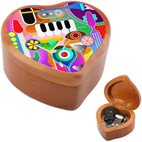 Музички дизајн дизајн Дрвена музичка кутија срце форма на ветровито музичко кутија гроздобер дрвена часовна музичка кутија подароци