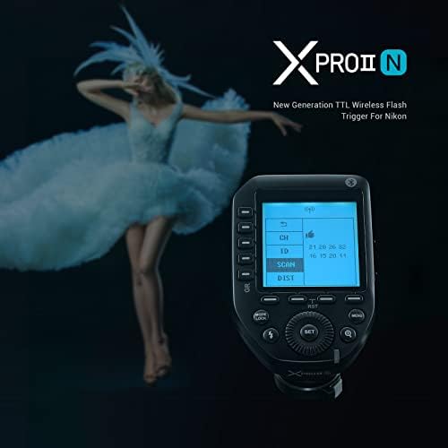 Bodox XProii-N безжичен активиран блиц за камера Nikon, 1/8000S HSS TTL Convert-Manual TCM функција Голем LCD екран на Flash Transmiter компатибилен