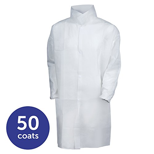 Клеенгард А10 лесна должност лабораториски палто, предвремена предност, еластични зглобови, 2xL, бели, 50 палта / случај
