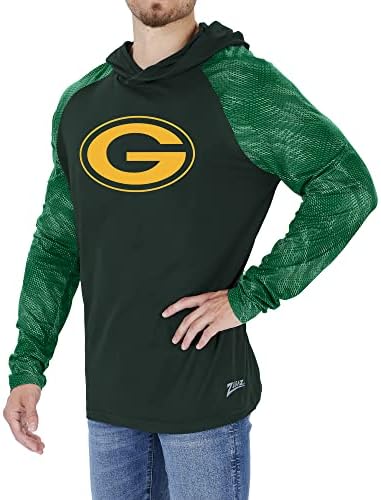 Зубаз машки NFL лесен пуловер качулка со ракави за печатење на Viper