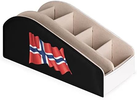 Држач за далечински управувач со знаме на Норвешка со 6 оддели PU кожа далечински организатор за складирање за домашна канцеларија