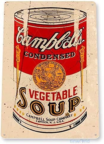 Tinworld Tбаен знак за супа на Кембел може рустикален ретро продавница метал знак декор кујнски куќа фарма A906