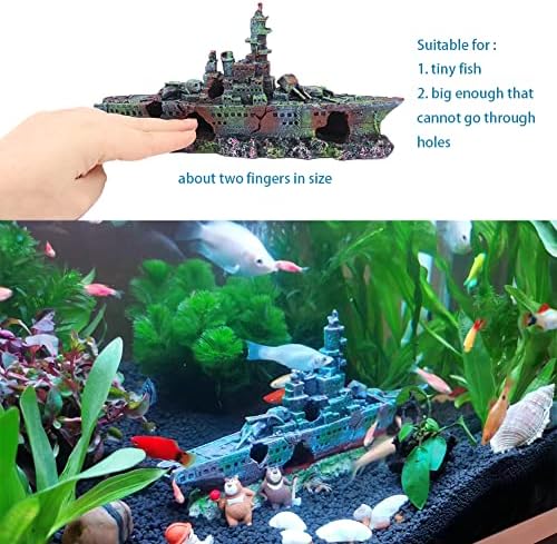Управниот мал аквариум бродолом, потонат пиратски брод мини брод риба резервоар украси за бета