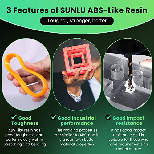 Sunlu 2000g ABS како 3D смола за печатач, 405Nm UV Curing Photopolymer Rapid 3D смола за 2K 4K 6K 8K 8K LCD/DLP/SLA 3Д печатачи, не-британски